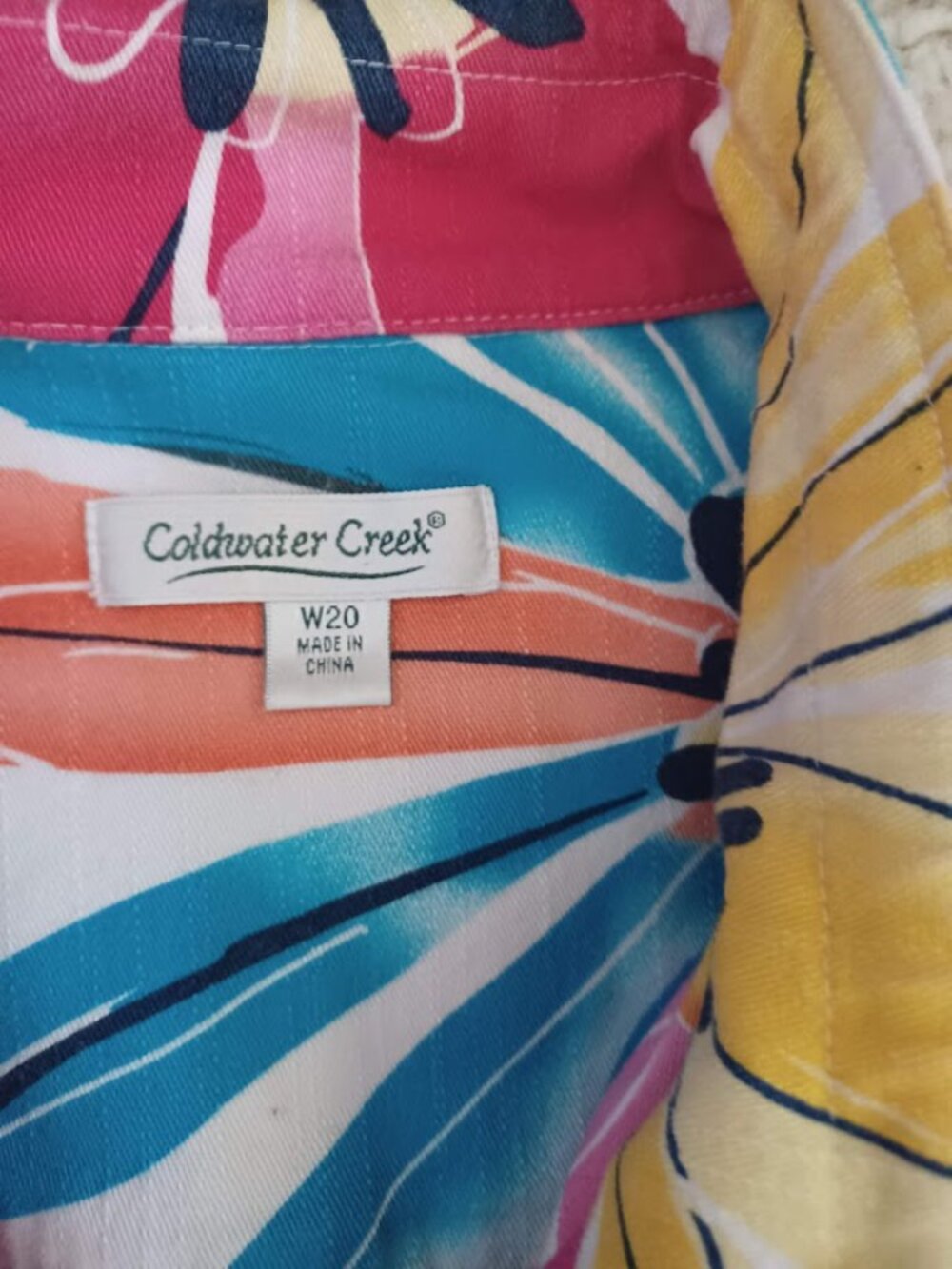 Coldwater Creek Womens 20W Floral Jacket Colorful Zip Front Cotton Stretch Plus - Picture 2 of 7